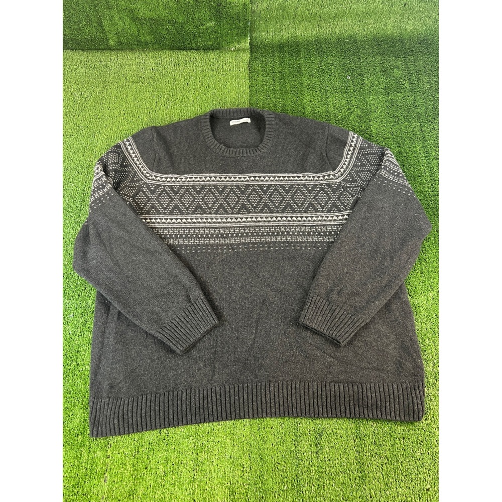 Sonoma Goods For Life Mens XXL Gray Fair Isle Knit Crewneck Pullover Sweater
